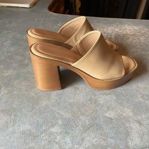 Madden Girl Nude/Tan Chunky Heel and Platform Shoes with Peeptoe